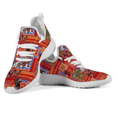 African Print Pattern Mesh Knit Sneakers Shoes