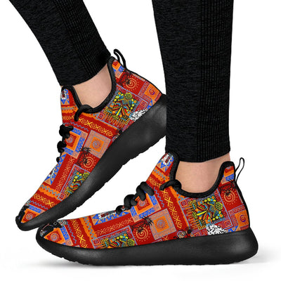 African Print Pattern Mesh Knit Sneakers Shoes