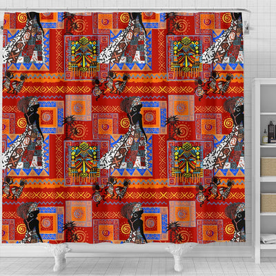 African Print Pattern Shower Curtain