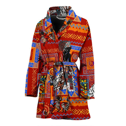 African Print Pattern Women Bath Robe