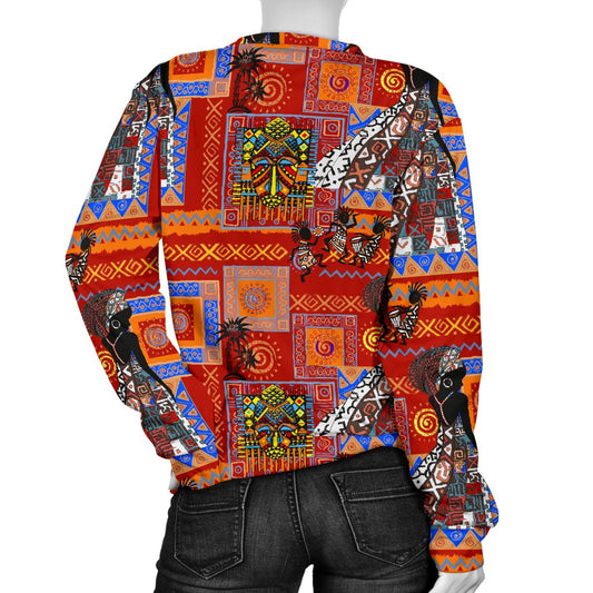 African Print Pattern Women Crewneck Sweatshirt