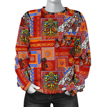 African Print Pattern Women Crewneck Sweatshirt