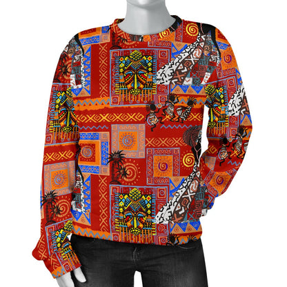 African Print Pattern Women Crewneck Sweatshirt