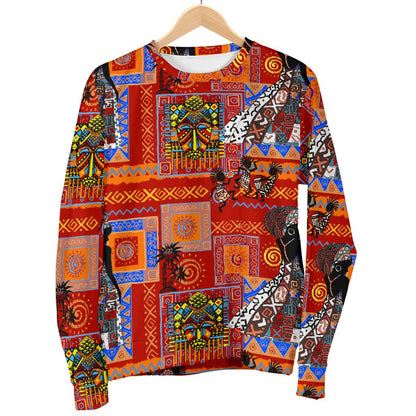 African Print Pattern Women Crewneck Sweatshirt