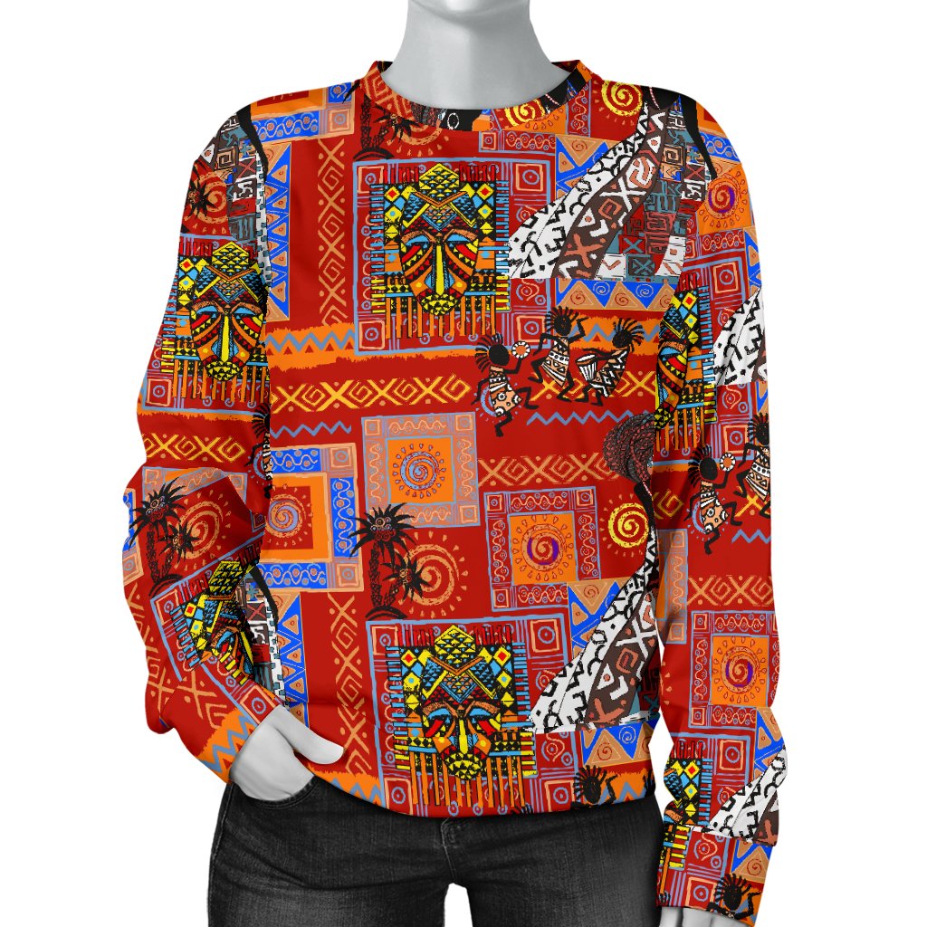 African Print Pattern Women Crewneck Sweatshirt