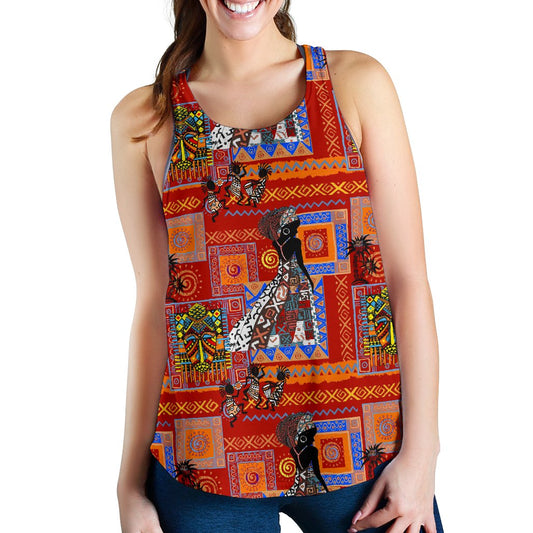 African Print Pattern Women Racerback Tank Top