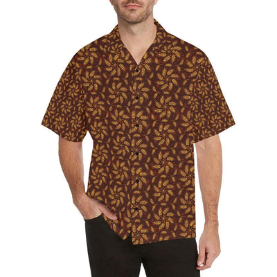 Agricultural Brown Wheat Print Pattern Hawaiian Shirt-JORJUNE.COM