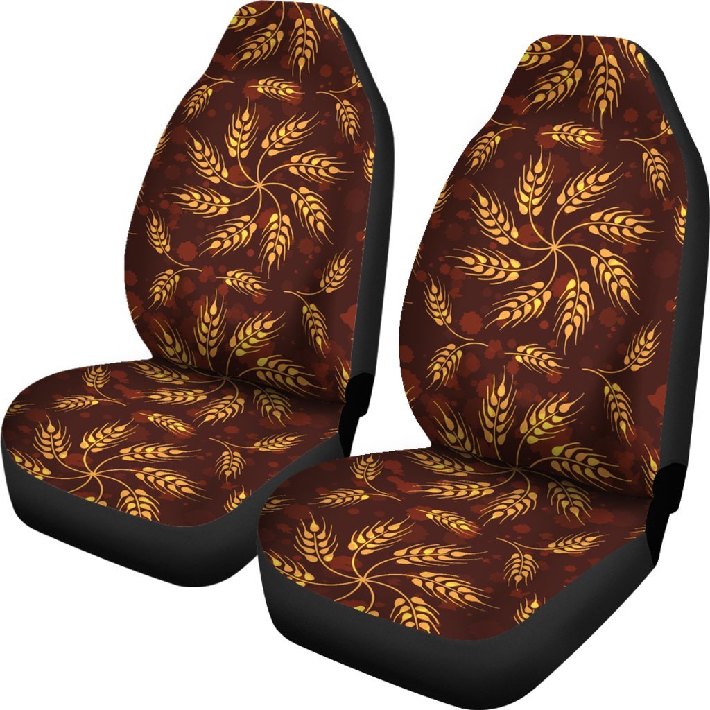 Agricultural Brown Wheat Print Pattern Universal Fit Car Seat Covers