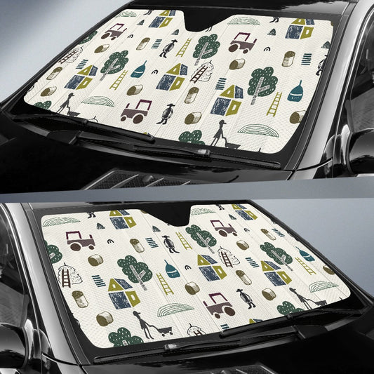 Agricultural Farm Print Design 01 Car Sun Shade-JORJUNE.COM