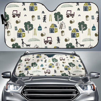 Agricultural Farm Print Design 01 Car Sun Shade-JORJUNE.COM