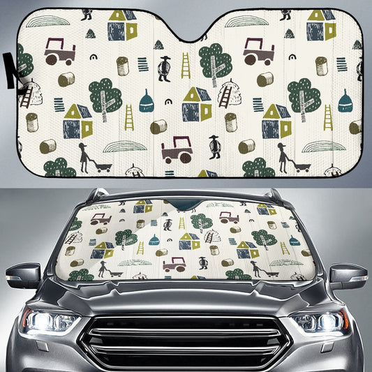 Agricultural Farm Print Design 01 Car Sun Shade-JORJUNE.COM