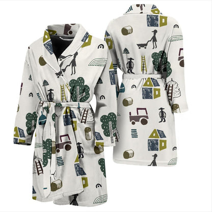 Agricultural Farm Print Design 01 Men Bathrobe-JORJUNE.COM