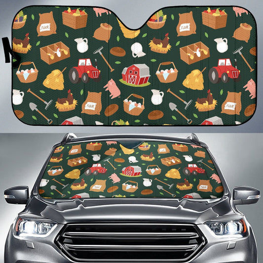 Agricultural Farm Print Design 02 Car Sun Shade-JORJUNE.COM
