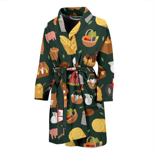 Agricultural Farm Print Design 02 Men Bathrobe-JORJUNE.COM