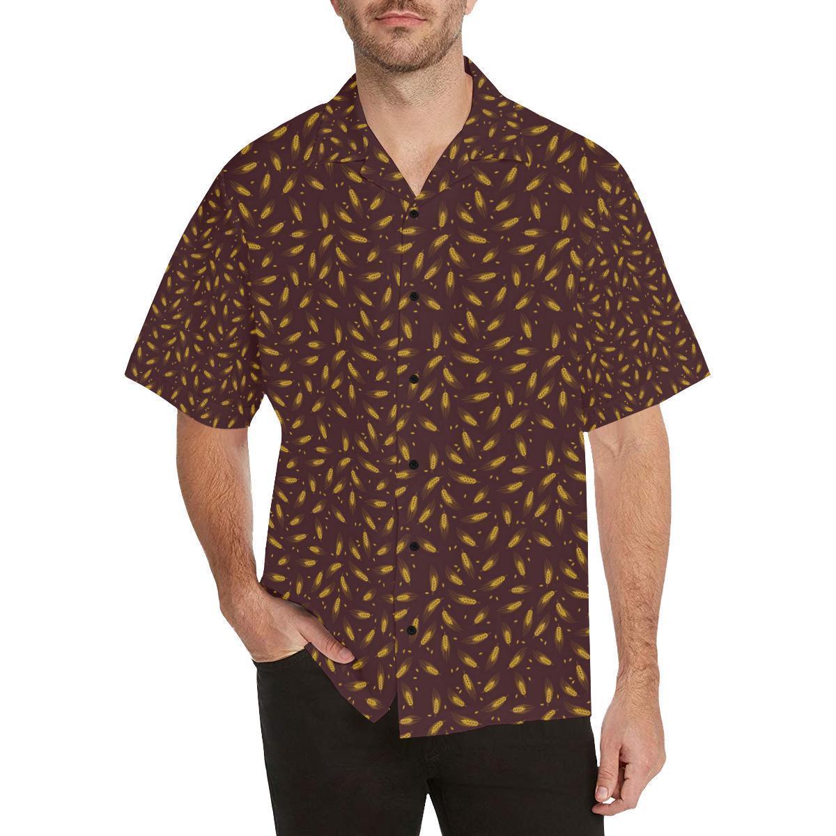 Agricultural Gold Wheat Print Pattern Hawaiian Shirt-JORJUNE.COM