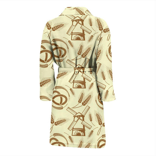 Agricultural Windmills Print Design 03 Men Bathrobe-JORJUNE.COM