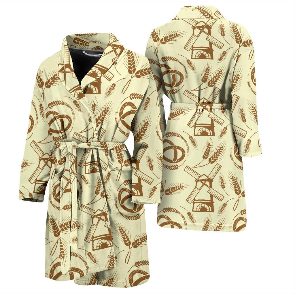 Agricultural Windmills Print Design 03 Men Bathrobe-JORJUNE.COM