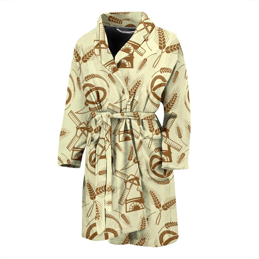 Agricultural Windmills Print Design 03 Men Bathrobe-JORJUNE.COM