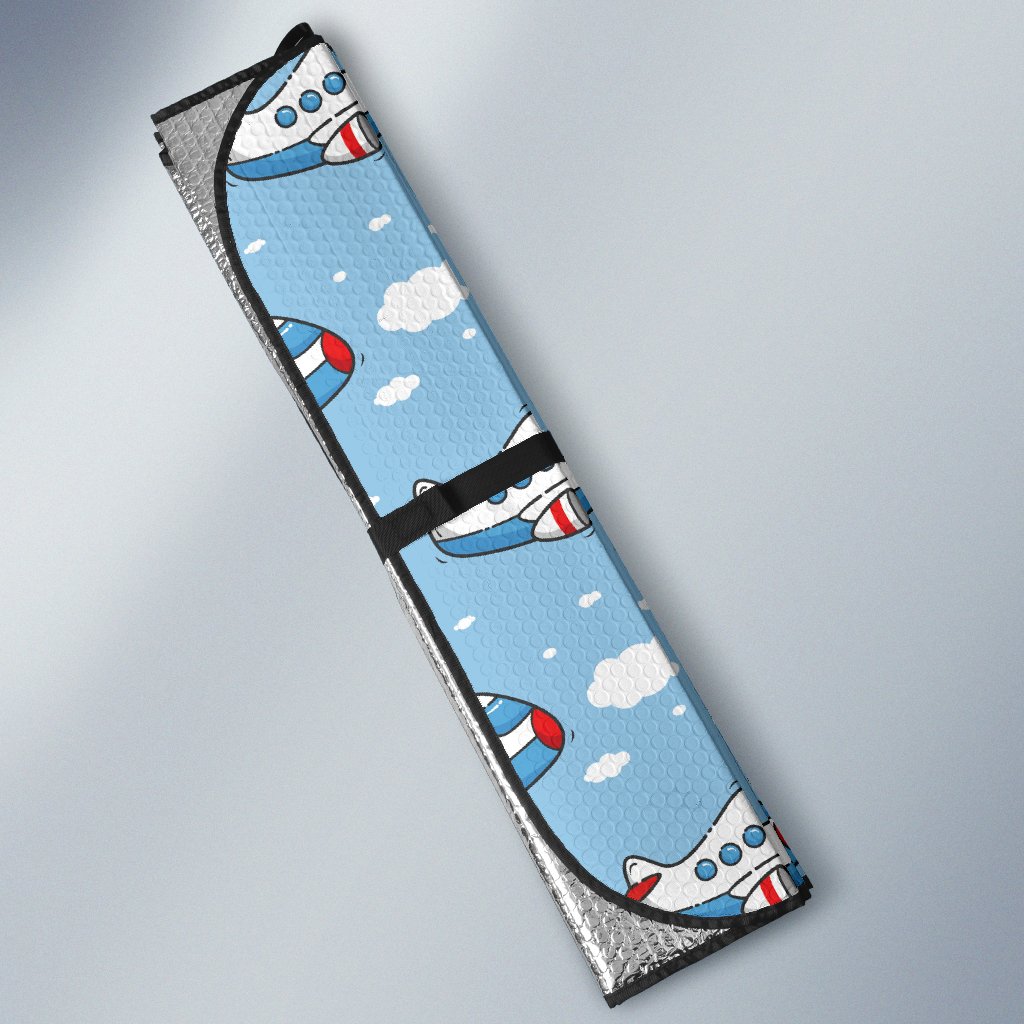 Airplane Cartoon Pattern Print Design 07 Car Sun Shade-JORJUNE.COM
