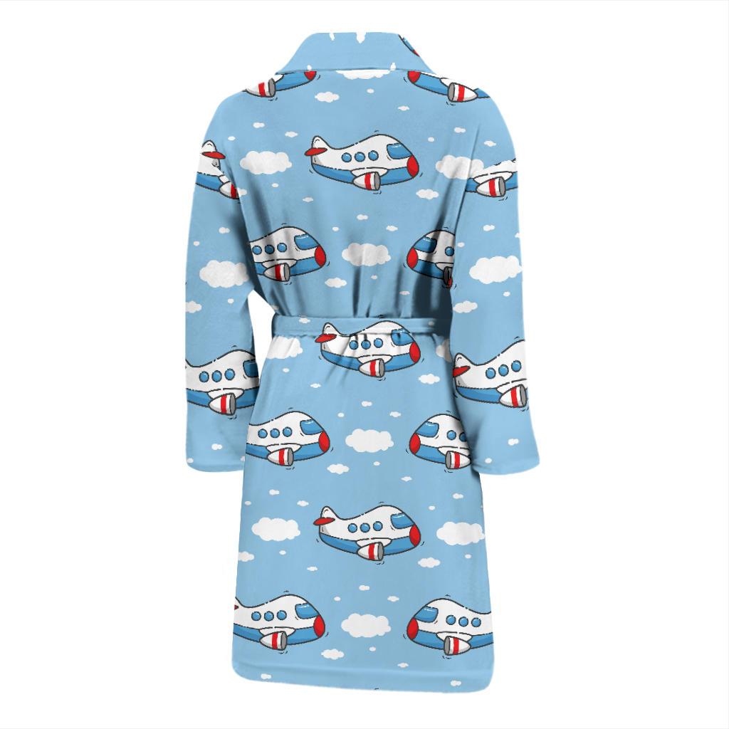 Airplane Cartoon Pattern Print Design 07 Men Bathrobe-JORJUNE.COM