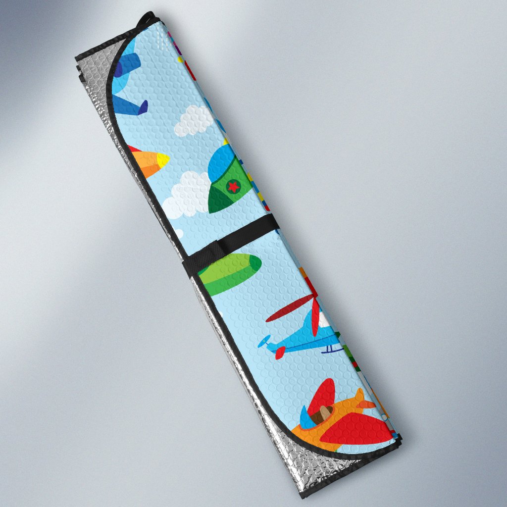 Airplane Colorful Pattern Print Design 01 Car Sun Shade-JORJUNE.COM