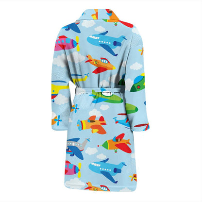 Airplane Colorful Pattern Print Design 01 Men Bathrobe-JORJUNE.COM