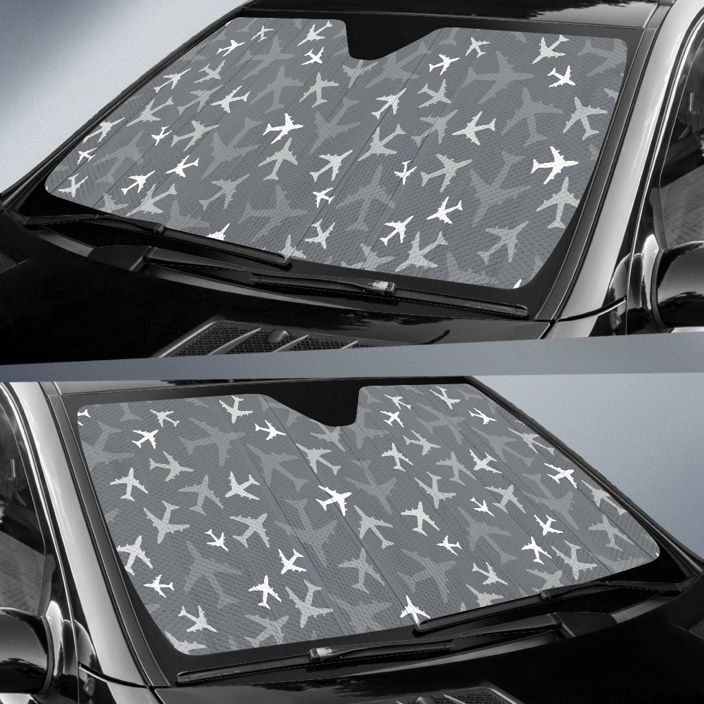 Airplane Pattern Print Design 02 Car Sun Shade-JORJUNE.COM