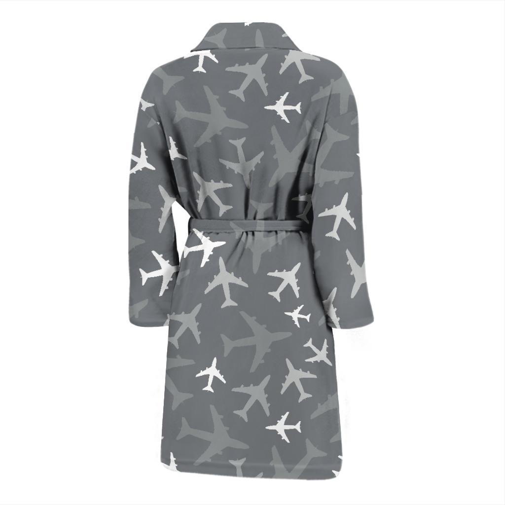 Airplane Pattern Print Design 02 Men Bathrobe-JORJUNE.COM