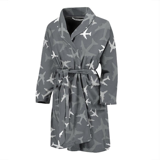 Airplane Pattern Print Design 02 Men Bathrobe-JORJUNE.COM