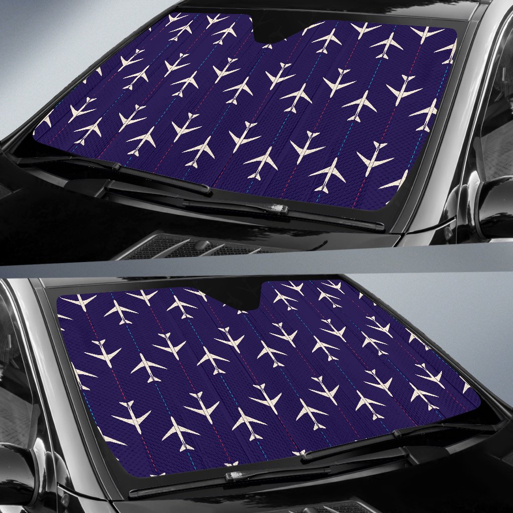 Airplane Pattern Print Design 03 Car Sun Shade-JORJUNE.COM