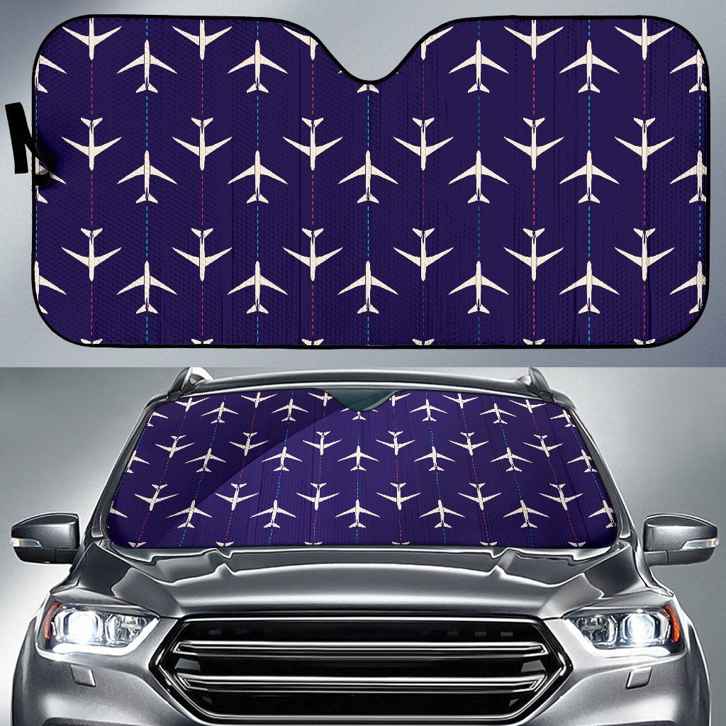 Airplane Pattern Print Design 03 Car Sun Shade-JORJUNE.COM