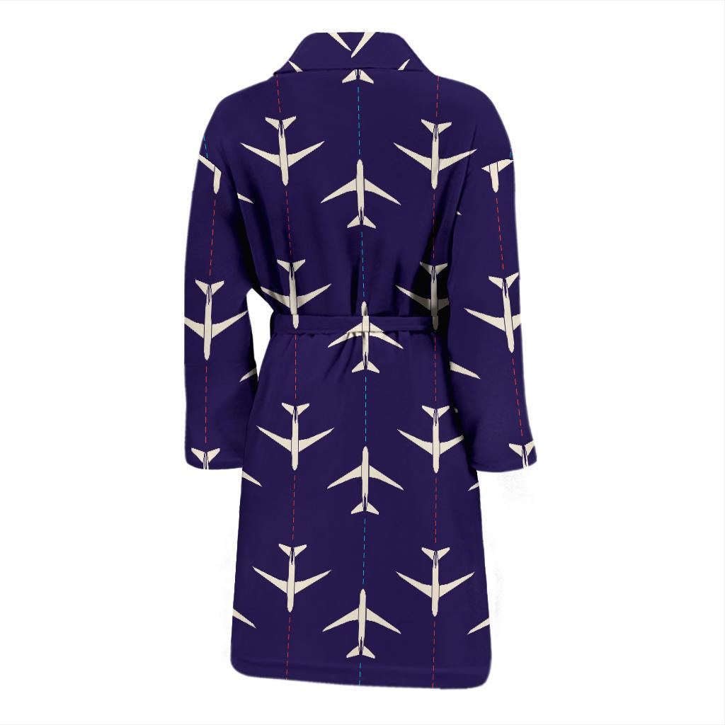 Airplane Pattern Print Design 03 Men Bathrobe-JORJUNE.COM
