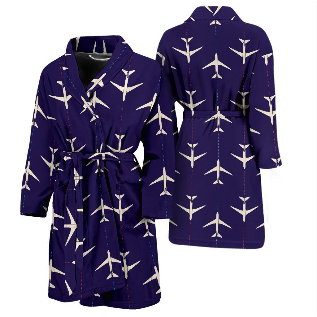 Airplane Pattern Print Design 03 Men Bathrobe-JORJUNE.COM