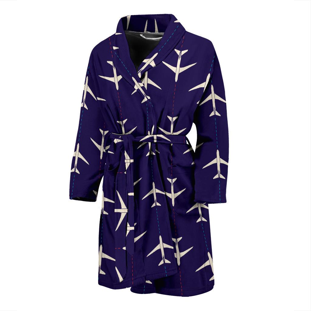 Airplane Pattern Print Design 03 Men Bathrobe-JORJUNE.COM
