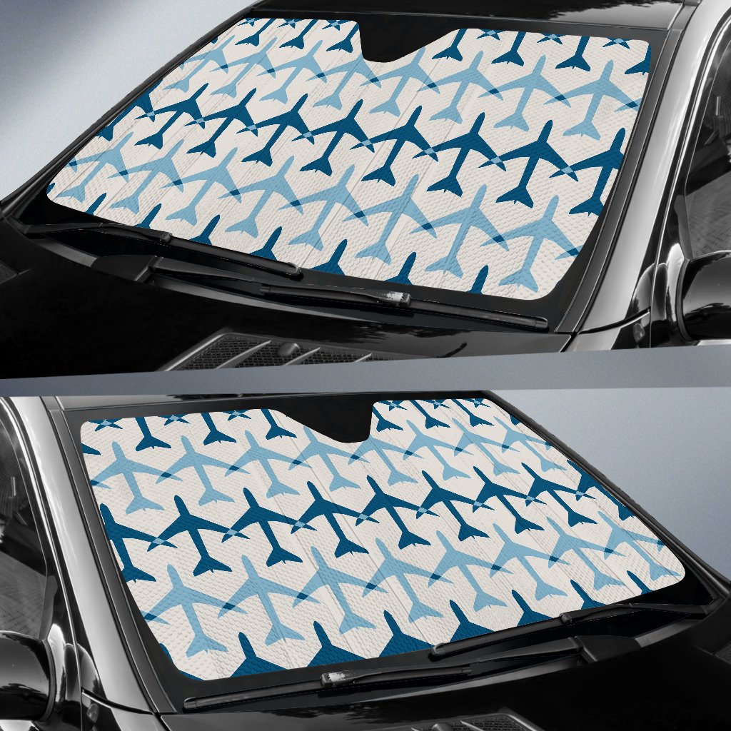 Airplane Pattern Print Design 04 Car Sun Shade-JORJUNE.COM