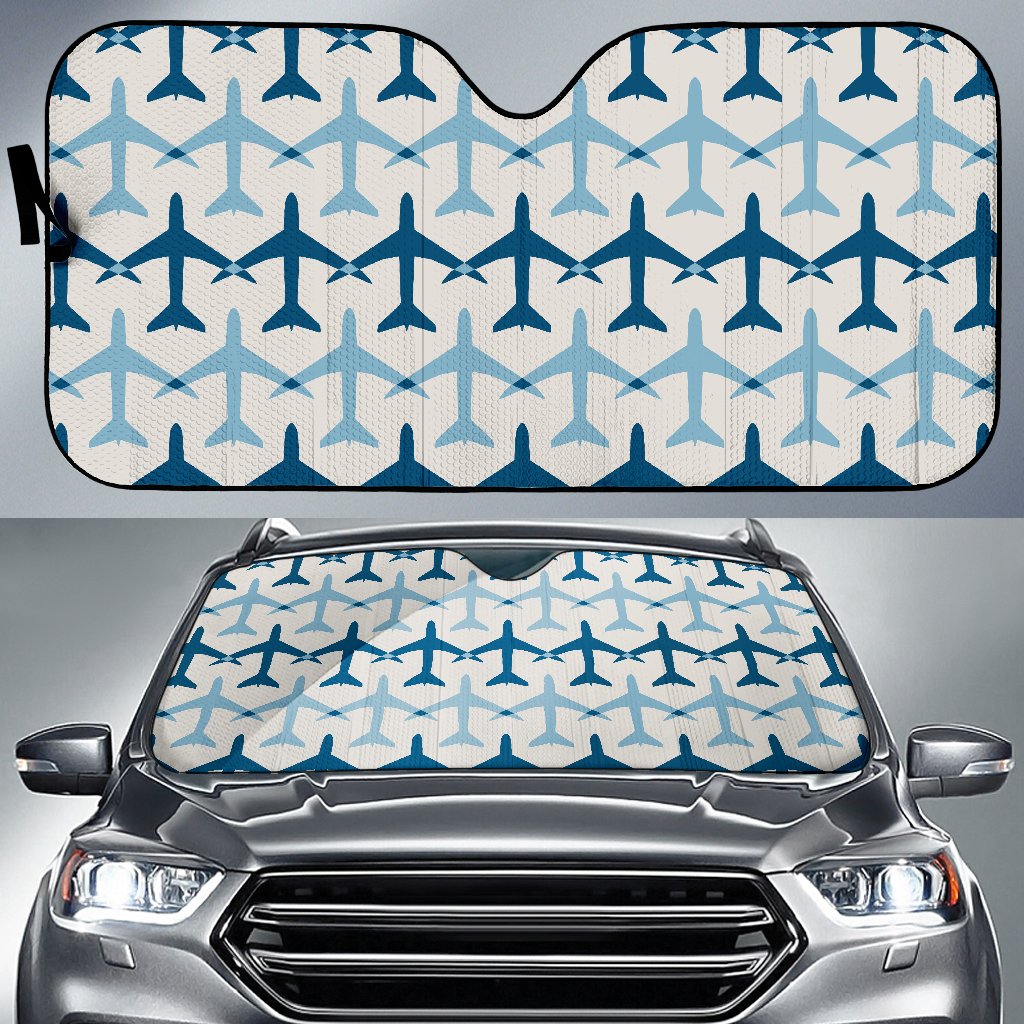 Airplane Pattern Print Design 04 Car Sun Shade-JORJUNE.COM