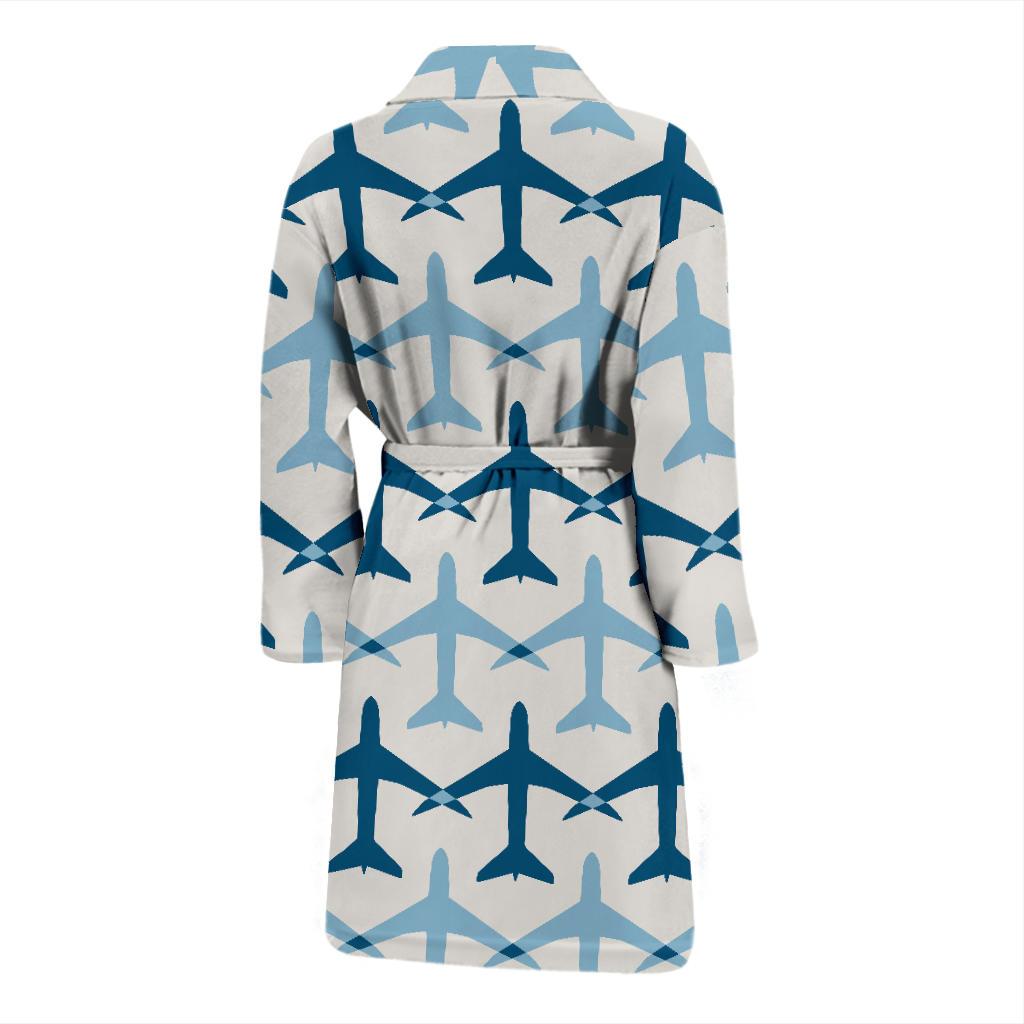 Airplane Pattern Print Design 04 Men Bathrobe-JORJUNE.COM