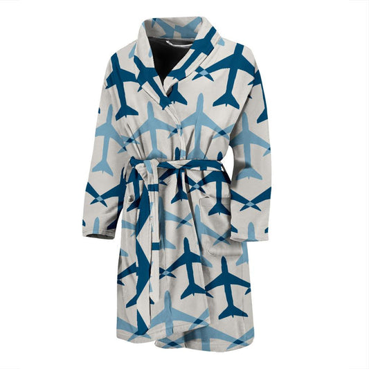 Airplane Pattern Print Design 04 Men Bathrobe-JORJUNE.COM