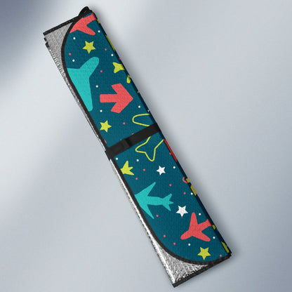 Airplane Pattern Print Design 05 Car Sun Shade-JORJUNE.COM
