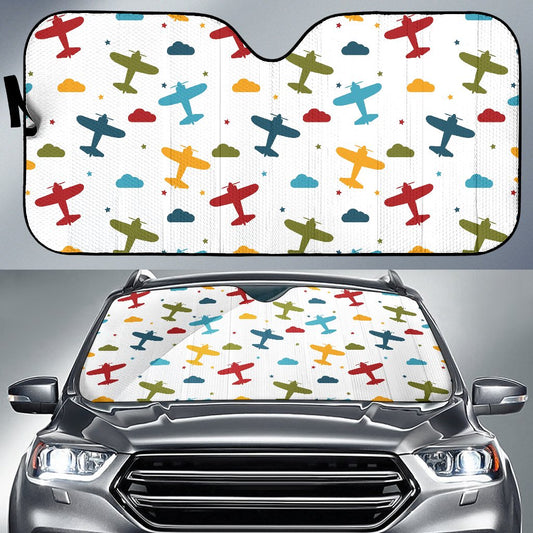Airplane Pattern Print Design 06 Car Sun Shade-JORJUNE.COM