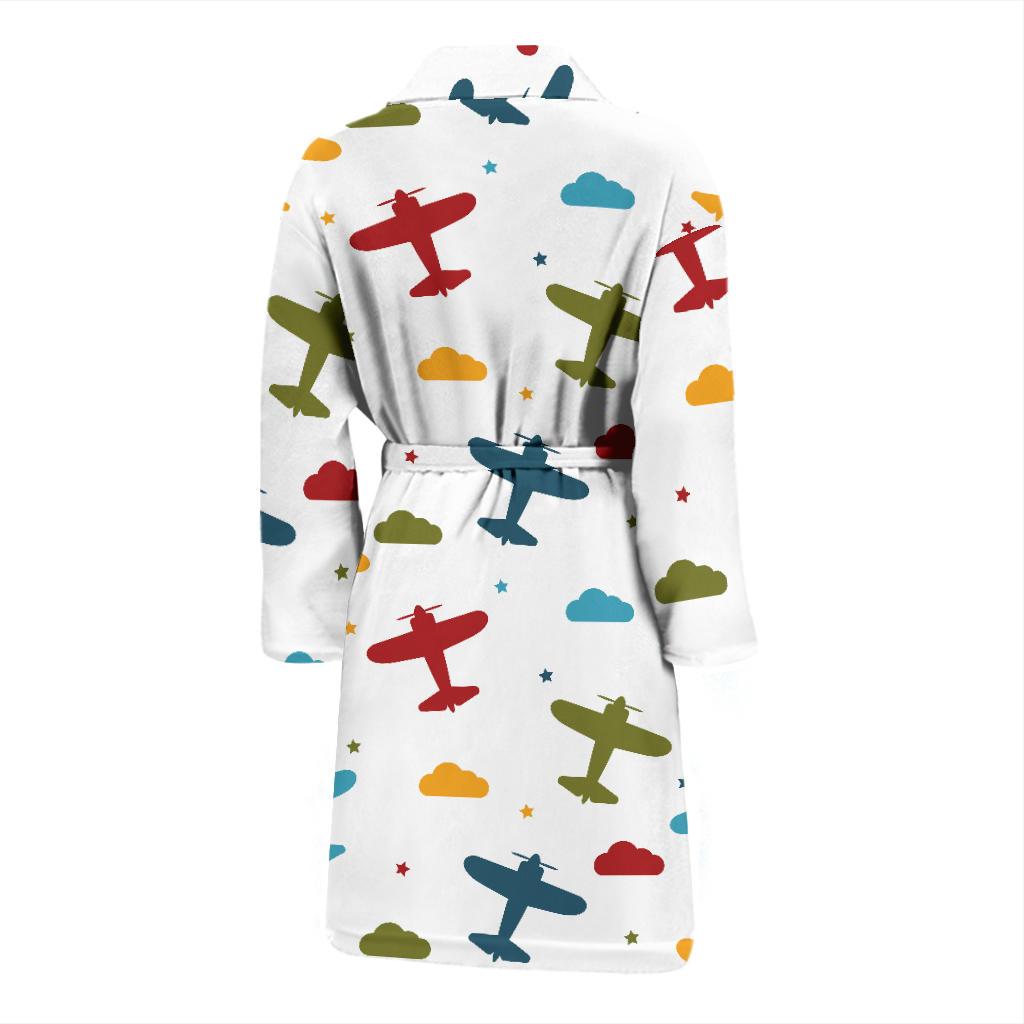 Airplane Pattern Print Design 06 Men Bathrobe-JORJUNE.COM