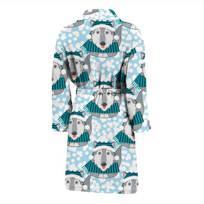 Alaskan Malamute Pattern Print Design 01 Men Bathrobe-JORJUNE.COM