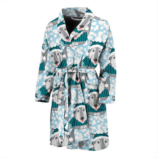 Alaskan Malamute Pattern Print Design 01 Men Bathrobe-JORJUNE.COM
