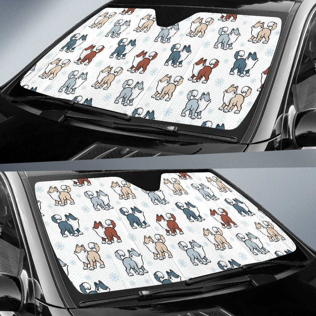 Alaskan Malamute Pattern Print Design 02 Car Sun Shade-JORJUNE.COM