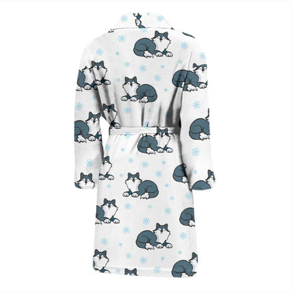 Alaskan Malamute Pattern Print Design 03 Men Bathrobe-JORJUNE.COM