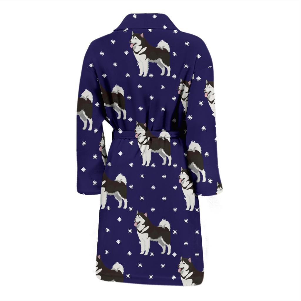 Alaskan Malamute Pattern Print Design 04 Men Bathrobe-JORJUNE.COM
