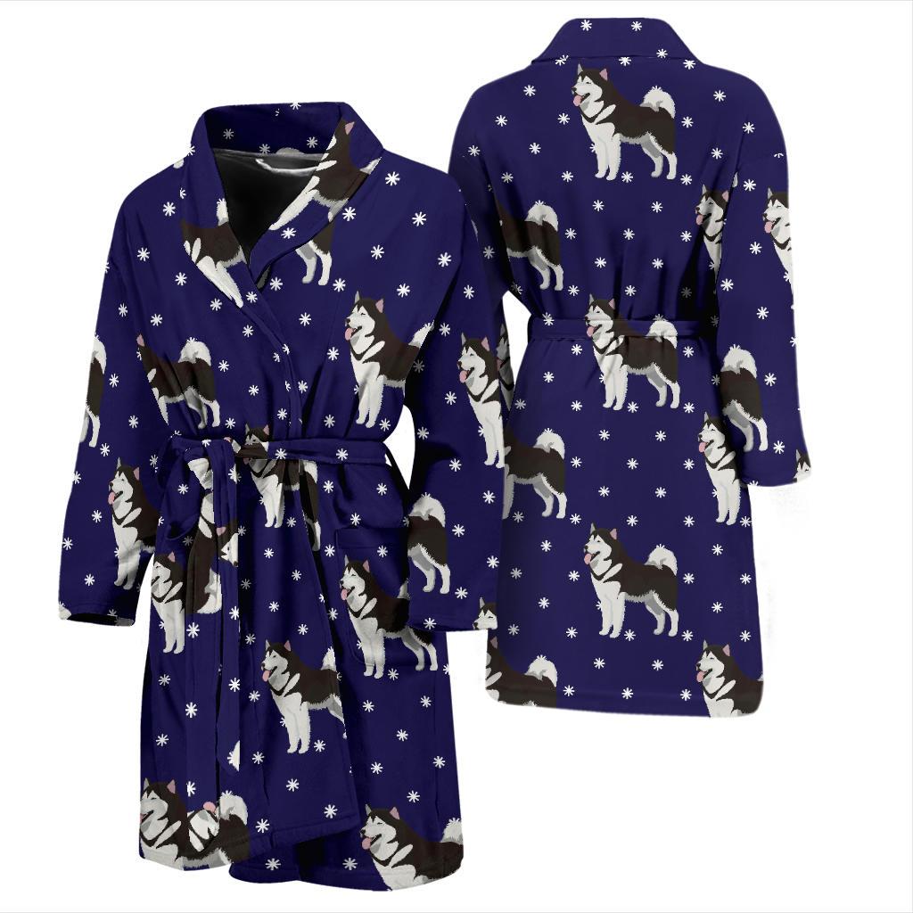 Alaskan Malamute Pattern Print Design 04 Men Bathrobe-JORJUNE.COM