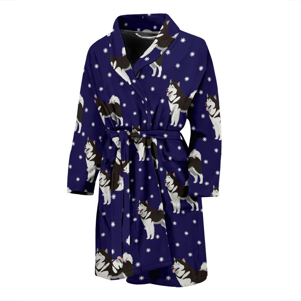 Alaskan Malamute Pattern Print Design 04 Men Bathrobe-JORJUNE.COM