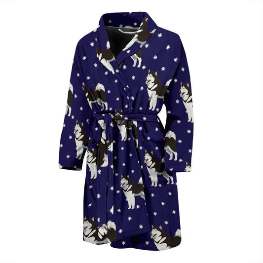 Alaskan Malamute Pattern Print Design 04 Men Bathrobe-JORJUNE.COM