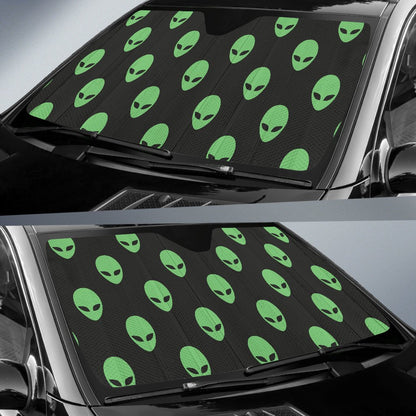 Alien Green Neon Pattern Print Design 01 Car Sun Shade-JORJUNE.COM